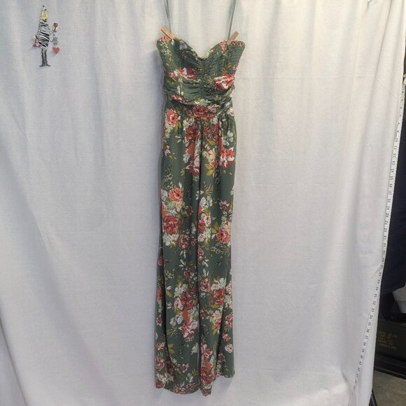 Bog Collective Pants - BOG Collective Size Small Green Floral Jumpsuit